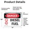 Signmission Diesel Fuel Danger Sign, Vinyl Decal, 14in W x 10in L, 2PK OS-2PACK-DS-D-1014-L-1122 - alternate 2